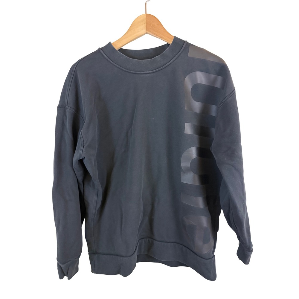 Lululemon Perfectly Oversized Crew Sweatshirt Women Black Logo Graphic